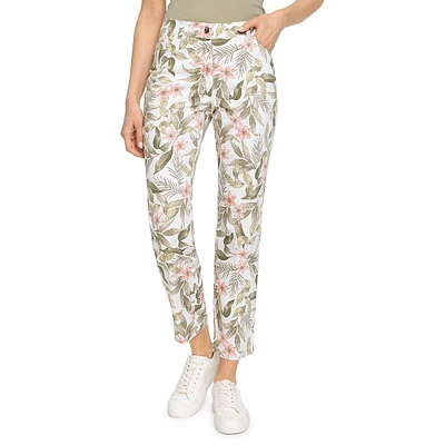 Mona-Fit Tropical Floral-Print Slim-Leg Jeans