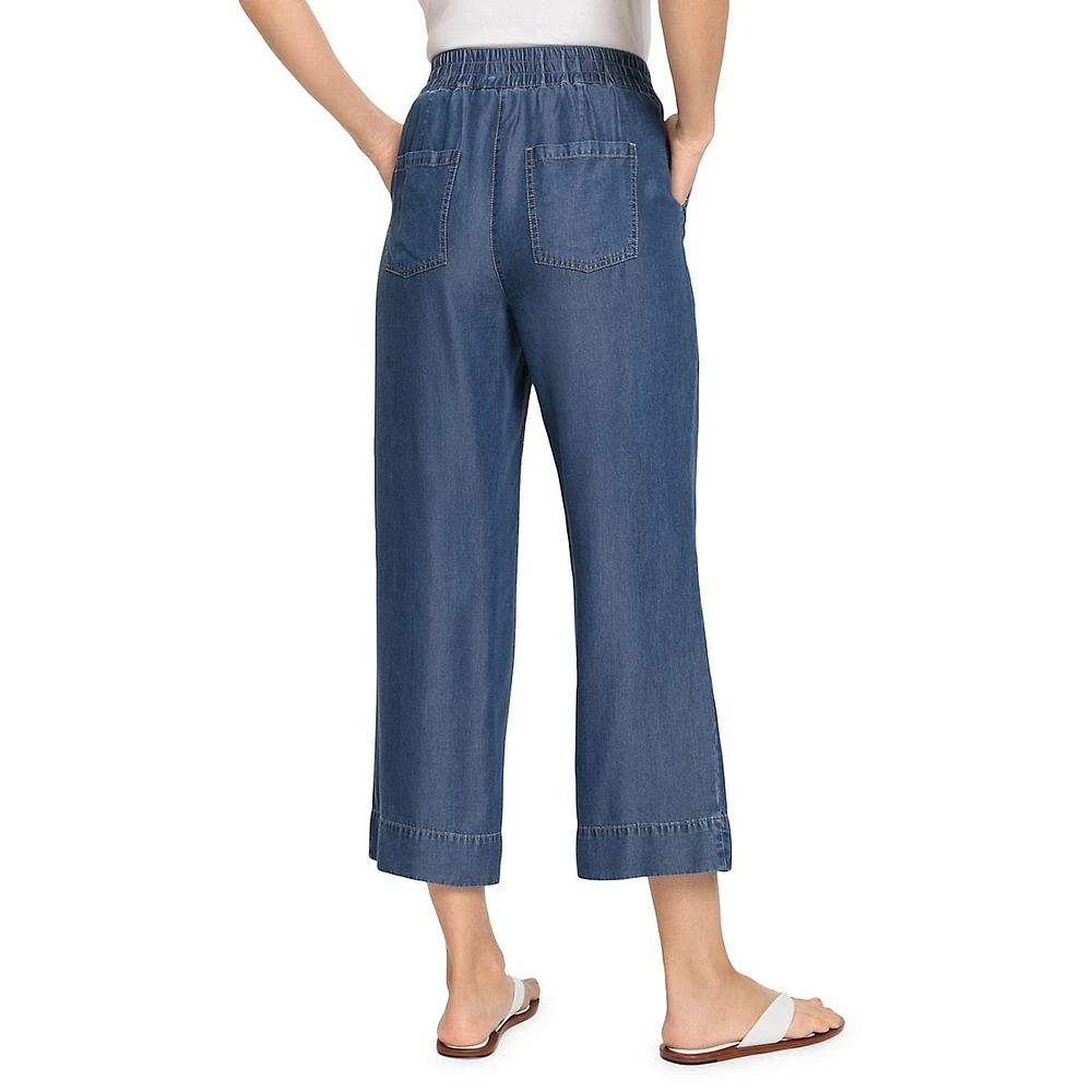 Soft Denim Wide-Leg Cropped Pants