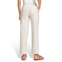 Stretch Linen-Blend Drawstring Pants