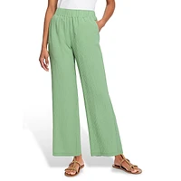 Crinkle-Texture Wide-Leg Pull-On Pants