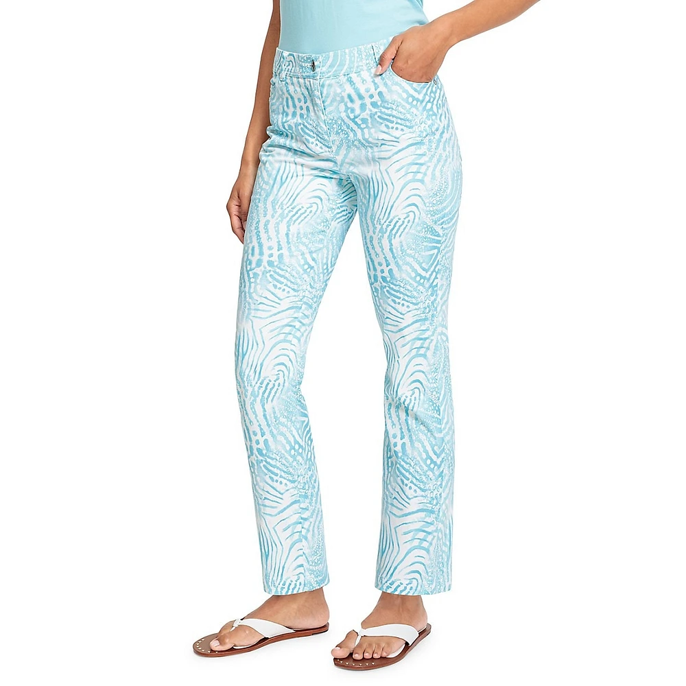 Water-Print Straight-Leg Pants