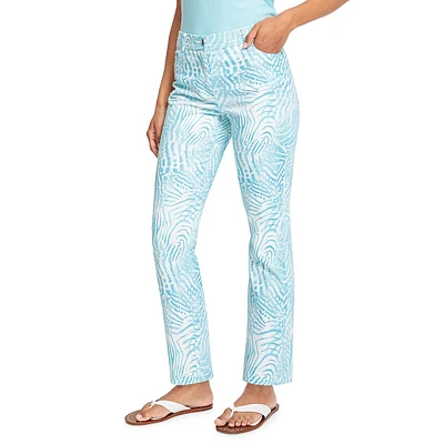 Water-Print Straight-Leg Pants