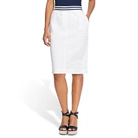 Stretch Twill Pull-On Pencil Skirt