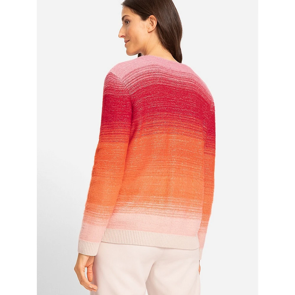 Ombré Stripe Button-Up Cardigan