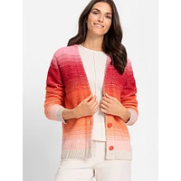 Ombré Stripe Button-Up Cardigan