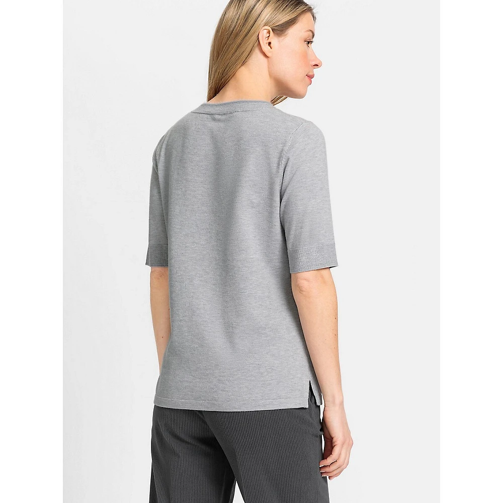 Short-Sleeve Fine-Gauge Sweater