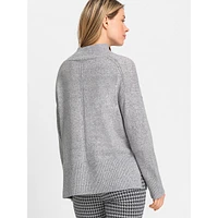 Mockneck Mélange Side-Vent Sweater