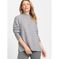 Mockneck Mélange Side-Vent Sweater