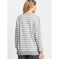 Relaxed-Fit Striped V-Neck Sweater