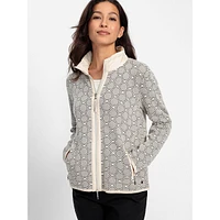 Mixed-Media Zip-Front Cardigan