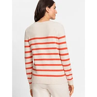 Two-Tone Striped Roll-Neck Sweater