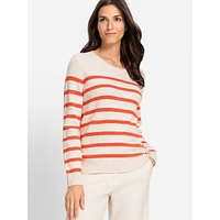 Two-Tone Striped Roll-Neck Sweater