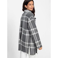 Long-Sleeve Plaid Cardigan