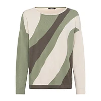 Asymmetric-Graphic Boatneck Sweater