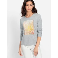 Floral Photo Placement-Print Long-Sleeve T-Shirt