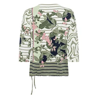 Floral & Animal-Print Drawstring-Hem Shirt