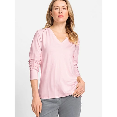 Long-Sleeve V-Neck Flowy T-Shirt