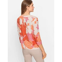 Floral Sketch-Print Drawstring-Hem Top