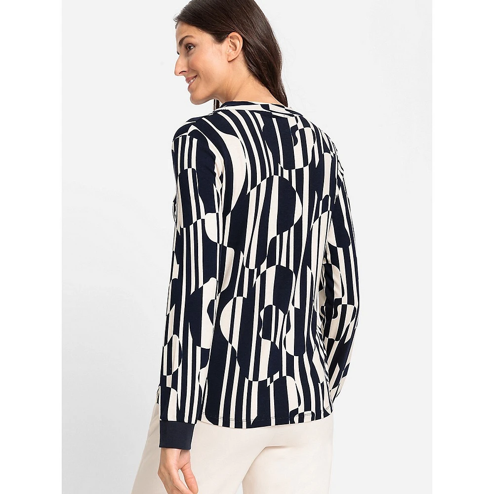 Geo-Print Long-Sleeve Top