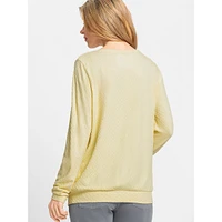 Textured Long-Sleeve Banded-Hem Top