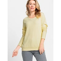 Textured Long-Sleeve Banded-Hem Top