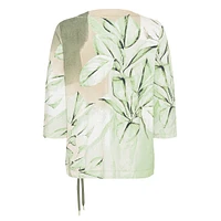 Leaf-Print Drawcord-Hem Top