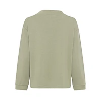 Embellished-Sleeve Drawcord-Neck Sweatshirt