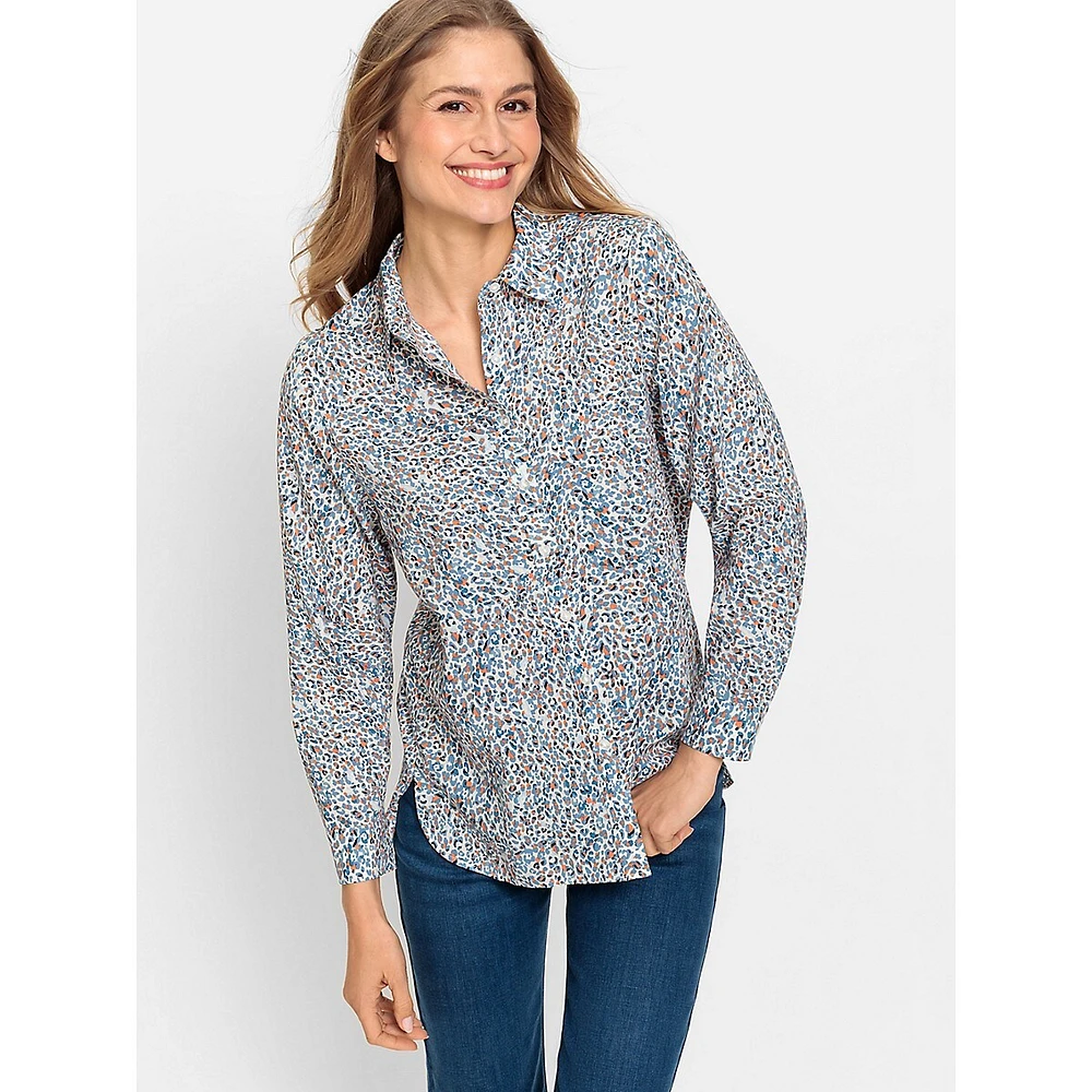 Micro Leopard-Print Button-Up Shirt