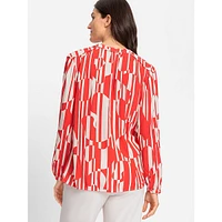 Geo-Print Tunic-Neck Blouse