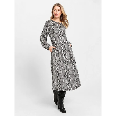 Snake-Print Midi Tunic Dress