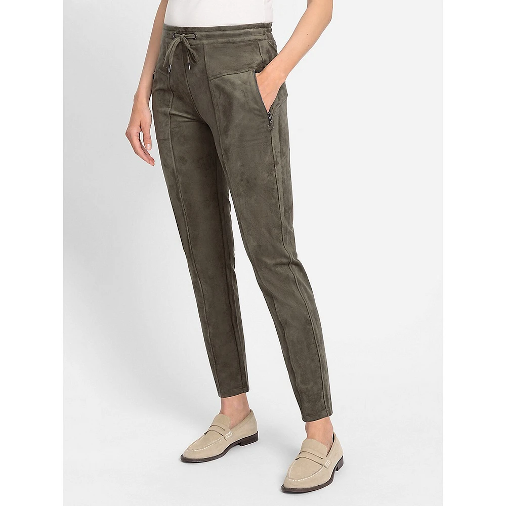 Lisa Fit Cropped Faux Suede Drawstring Pants