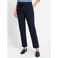 Stretch-Jersey Pull-On Straight-Leg Cropped Pants