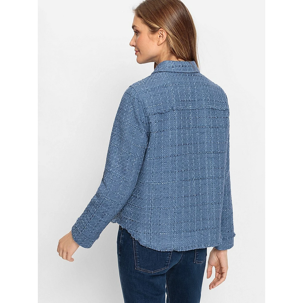 Fringed Tweed Collared Jacket