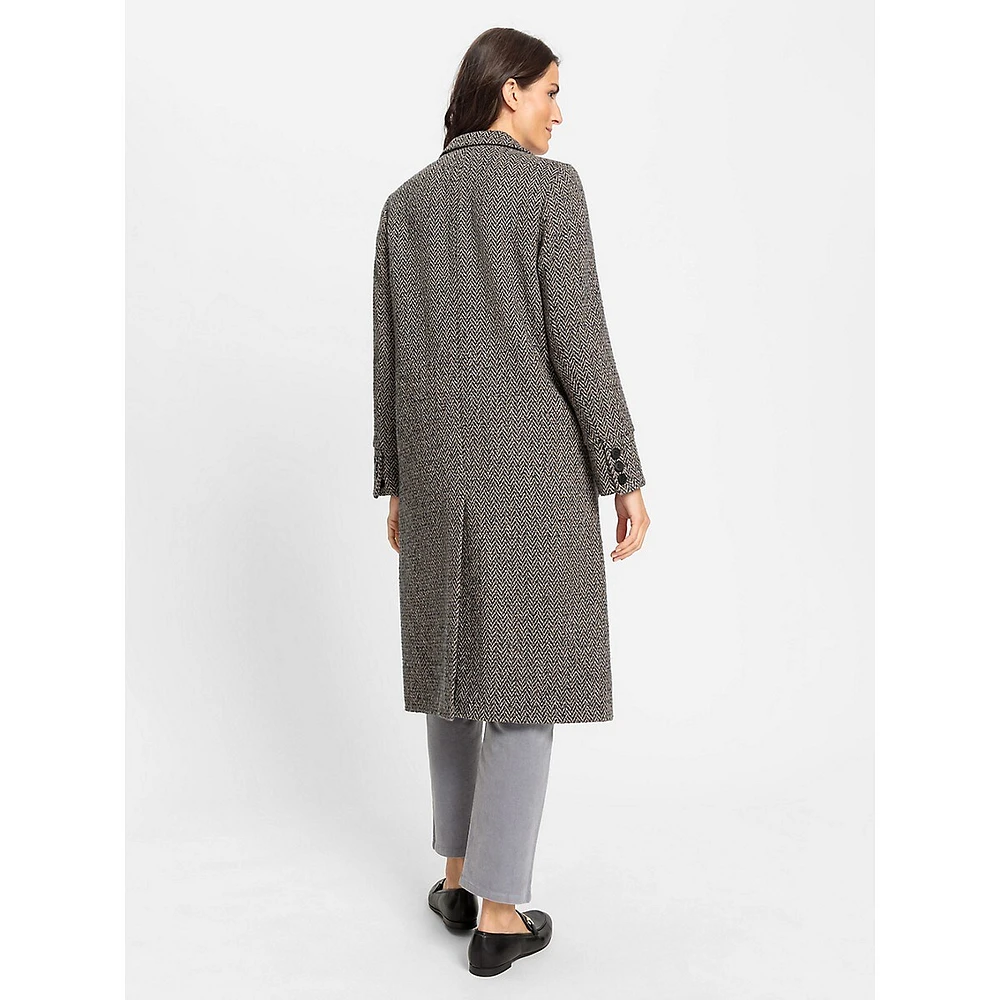 Wool-Blend Herringbone Coat