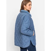 High Ribbed-Collar Quilted Car Coat