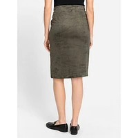 Pull-On Faux Suede Pencil Skirt