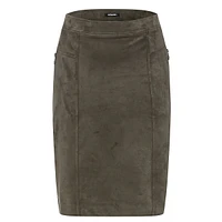 Pull-On Faux Suede Pencil Skirt