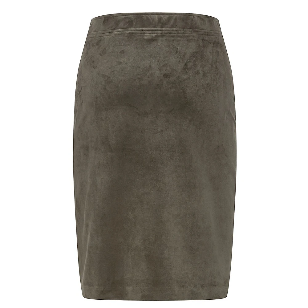 Pull-On Faux Suede Pencil Skirt