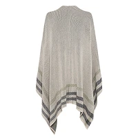 Plaid-Border Knit Cape