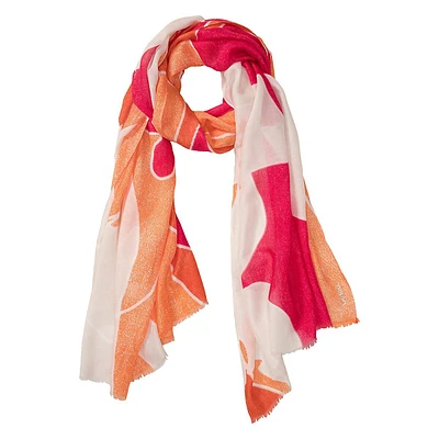 Abstract Floral-Print Scarf