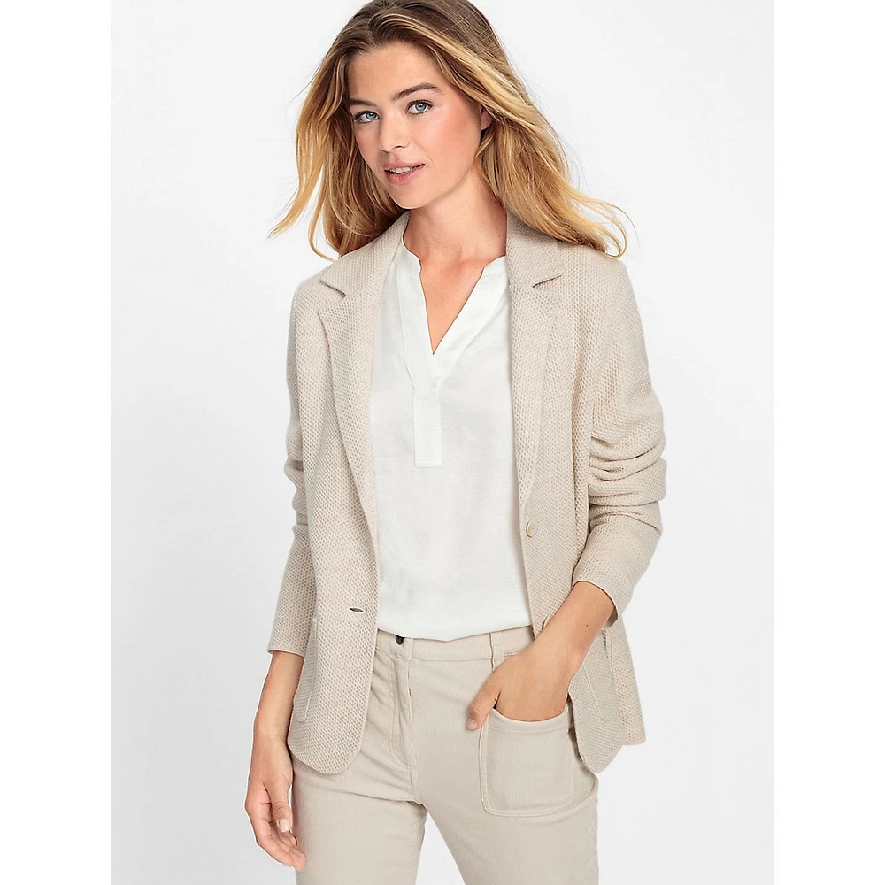 Slim-Fit Textured Merino Wool-Blend Soft Blazer