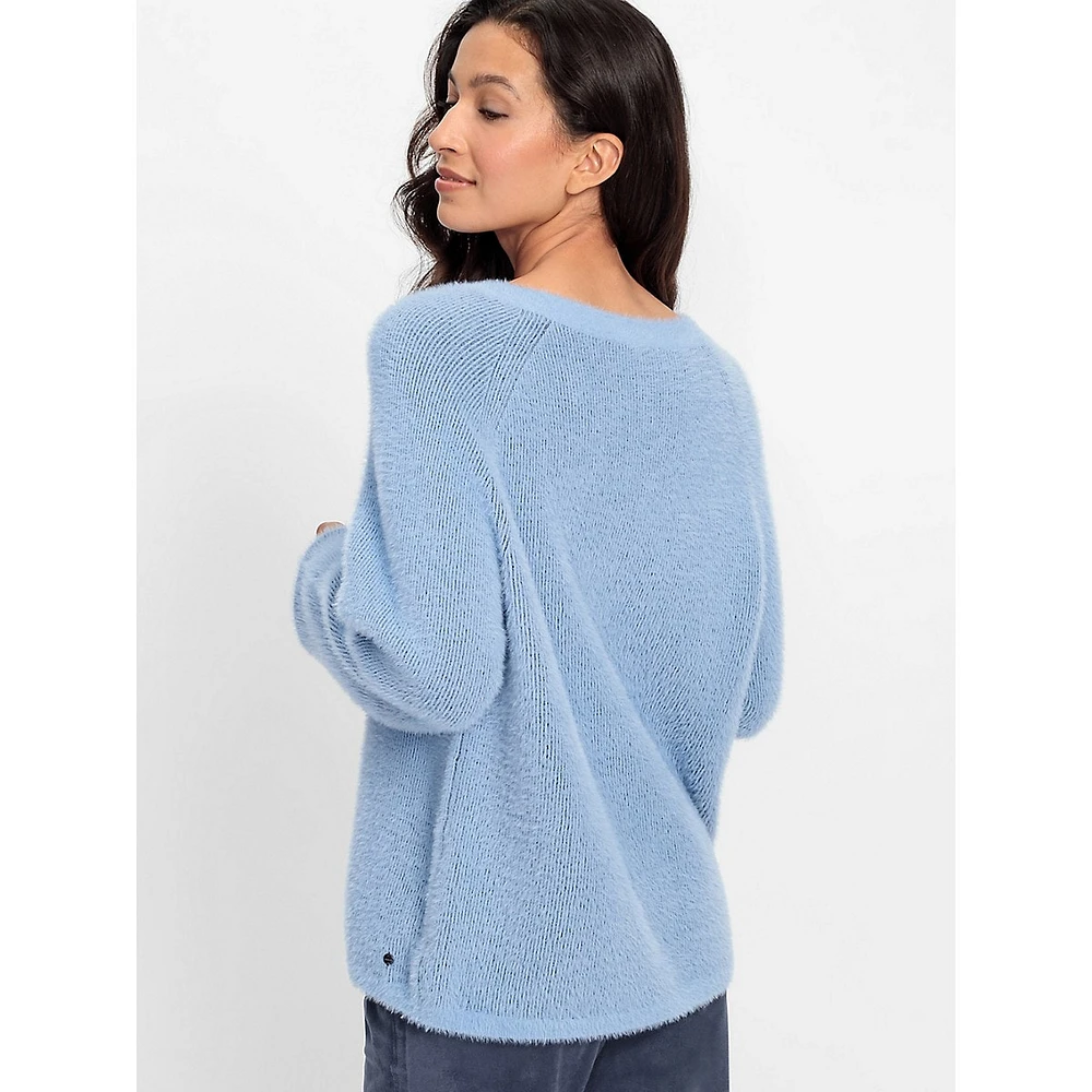 Boatneck Feather-Knit Sweater