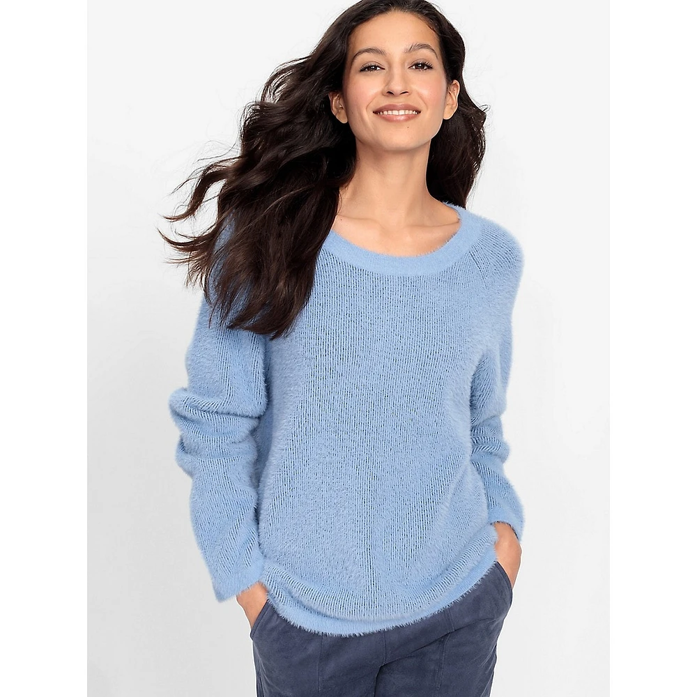 Boatneck Feather-Knit Sweater