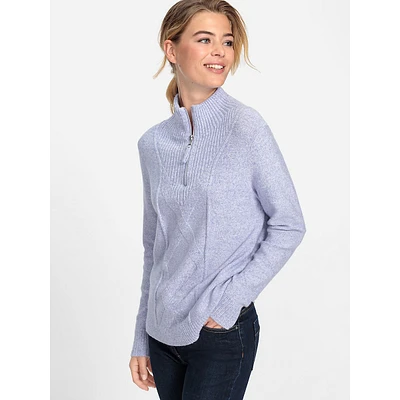 Lattice-Front Mockneck Sweater