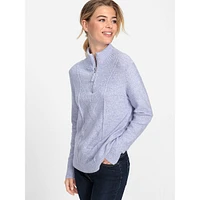 Lattice-Front Mockneck Sweater