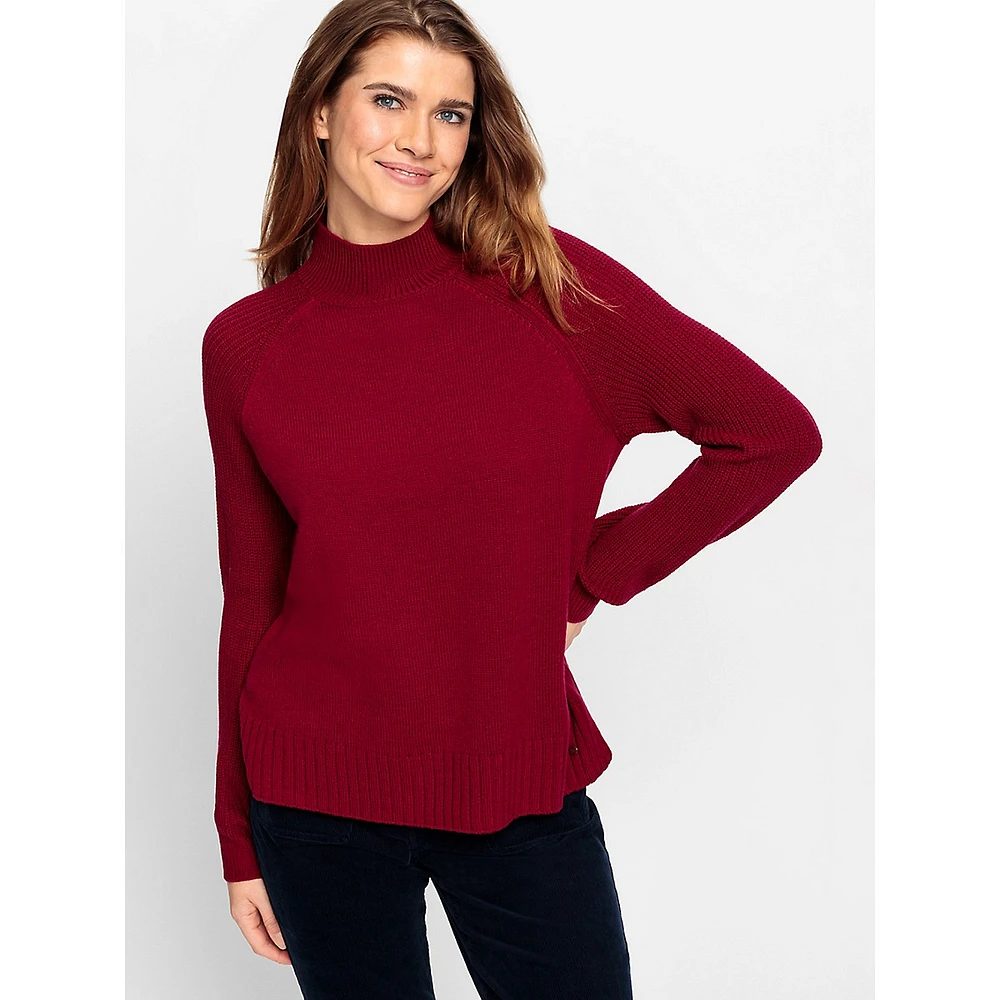 Wool-Blend Turtleneck Raglan Sweater