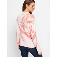 Abstract Flower Loose-Mockneck Sweater