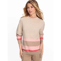 Block Stripe Rolled Funnel-Neck Sweater