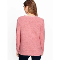 Drawstring-Neck Mélange Sweater