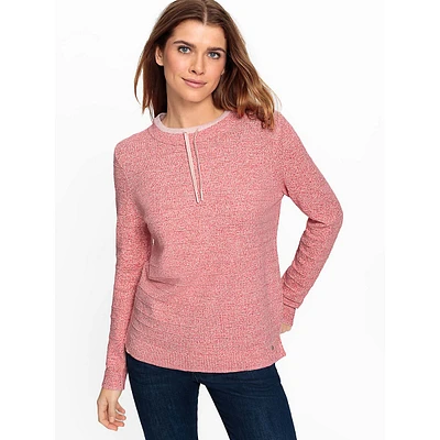 Drawstring-Neck Mélange Sweater